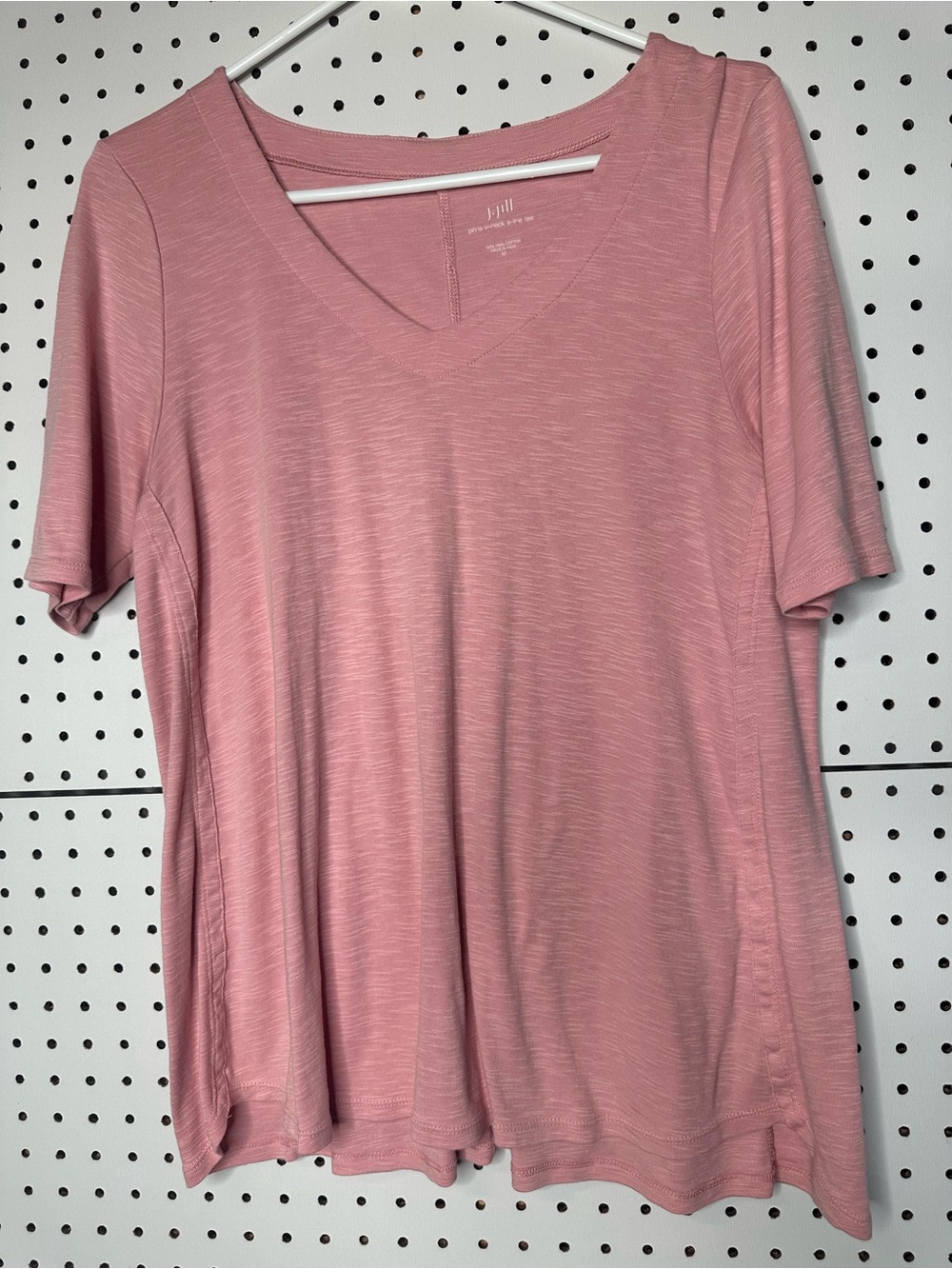 J Jill 100% Pima cotton Pink V-Neck Short Sleeve Womens Top
